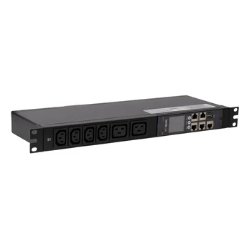 Блок розеток с функцией измерения серии SNR тип A 1U 19" выход 8*C13 и 4*С19 с защитой от перегрузки вход 32A IEC60309 (1P+N+E)